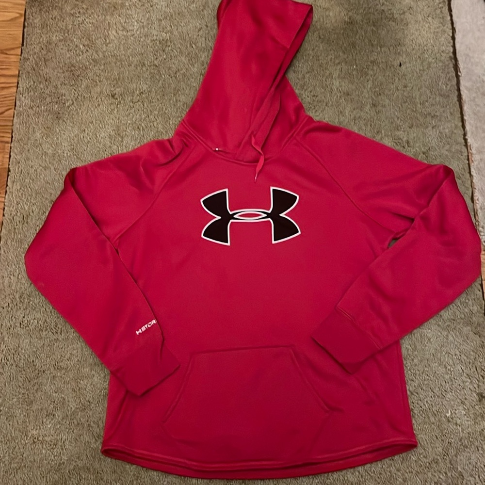 Under Armour Red Pullover Hoodie with Black Logo